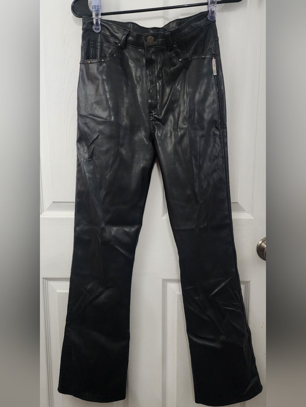 Vintage y2k mary-kateandashley girls black faux leather pants size 14
